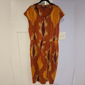 Ralph Lauren Rust and Mustard Ikat Midi Dress